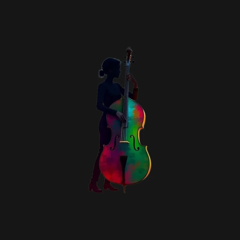 Colorful Silhouette of a Woman with a Cello Male Long Sleeve T-Shirt