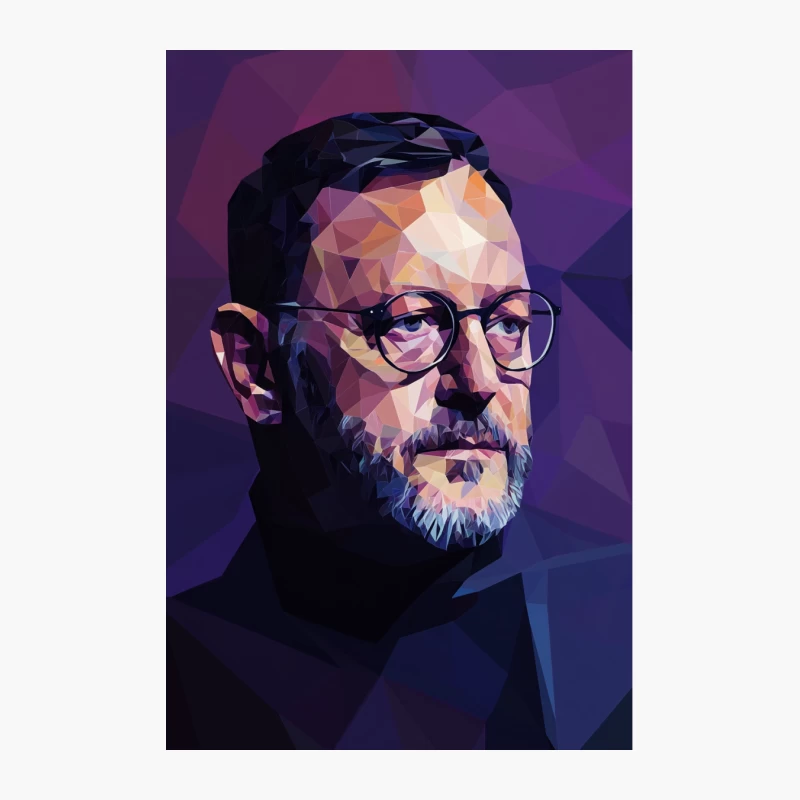 Geometric Low Poly Portrait of Bespectacled Man with Beard Cotton Tote Bag