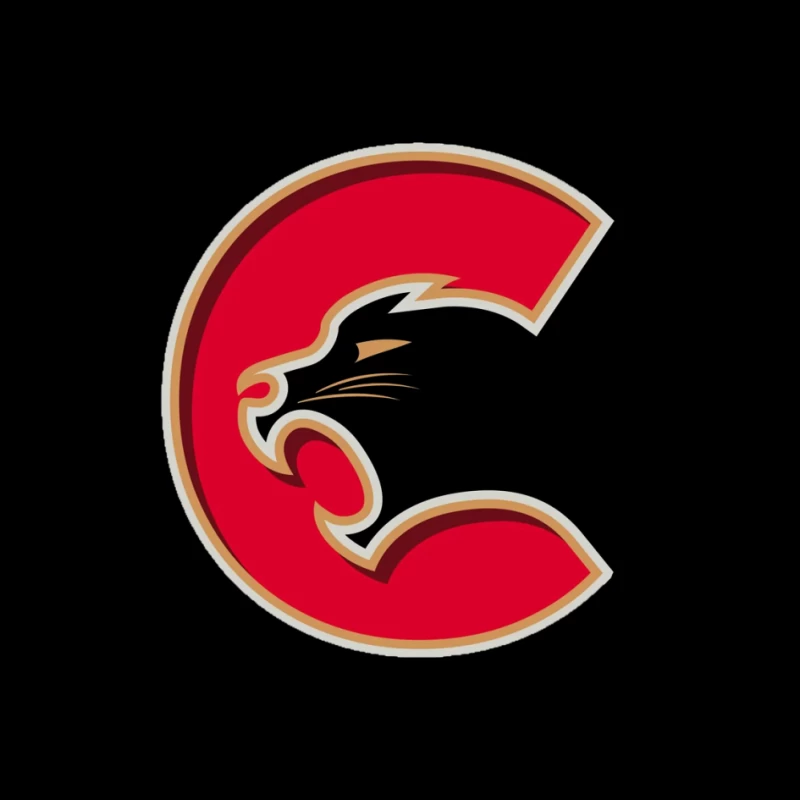 Red Cougar Letter C Sports Logo Design Pin