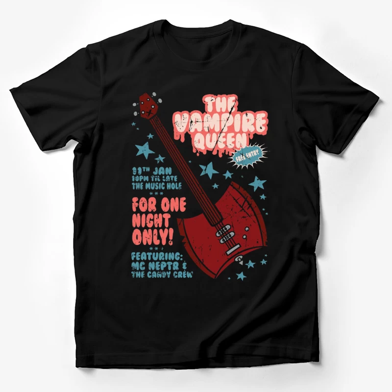 Retro Concert Poster: The Vampire Queen Live at The Music Hole Male T-Shirt