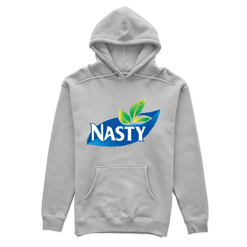 Nasty Brand Logo with Blue Banner and Green Leaf Emblem Female Pullover Hoodie