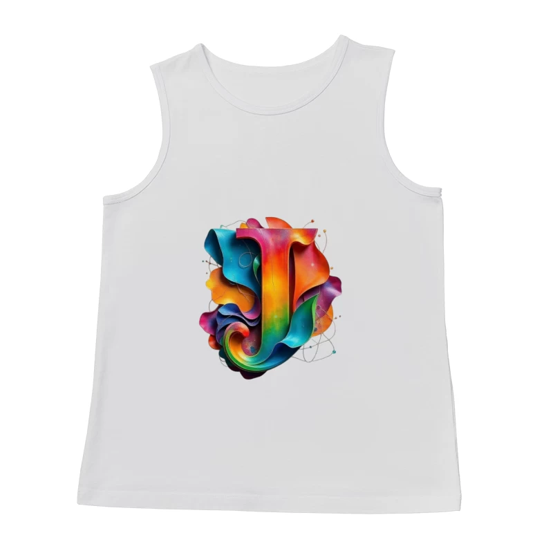 3D Colorful Abstract Typography Letter J Design Male Tank Top