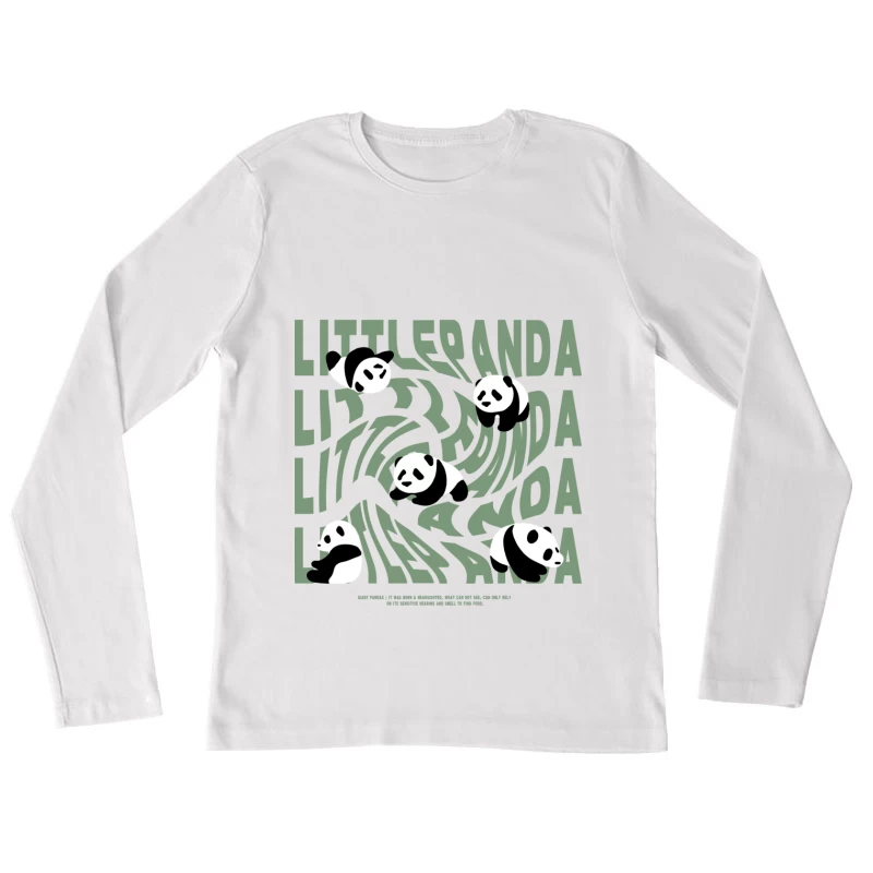 Niedliche Pandas auf verzerrtem Text Damen Langarm T-Shirt