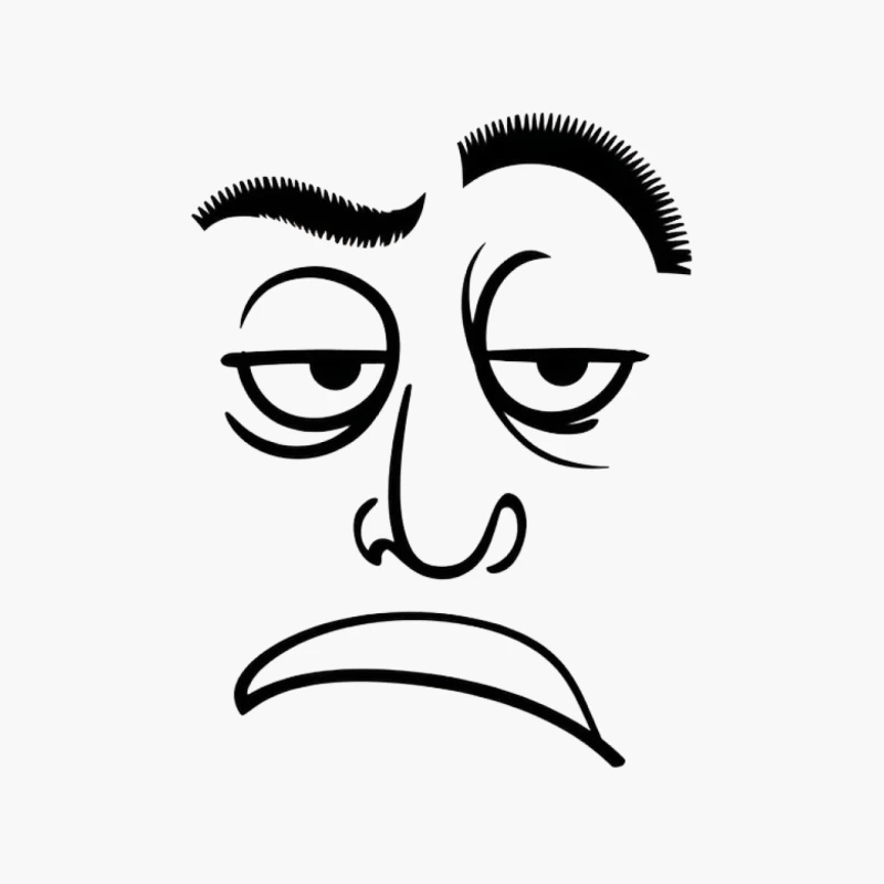 Minimalist Black and White Grumpy Cartoon Face Cotton Tote Bag