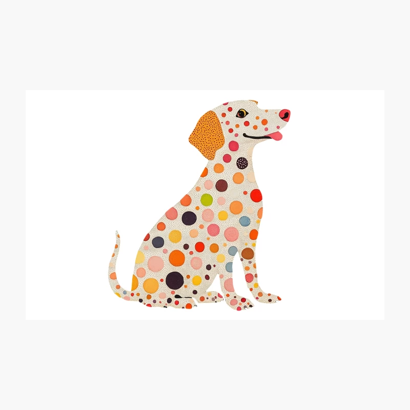 Whimsical Polka Dot Dog Illustration: Colorful Animal Artwork Travel Mug