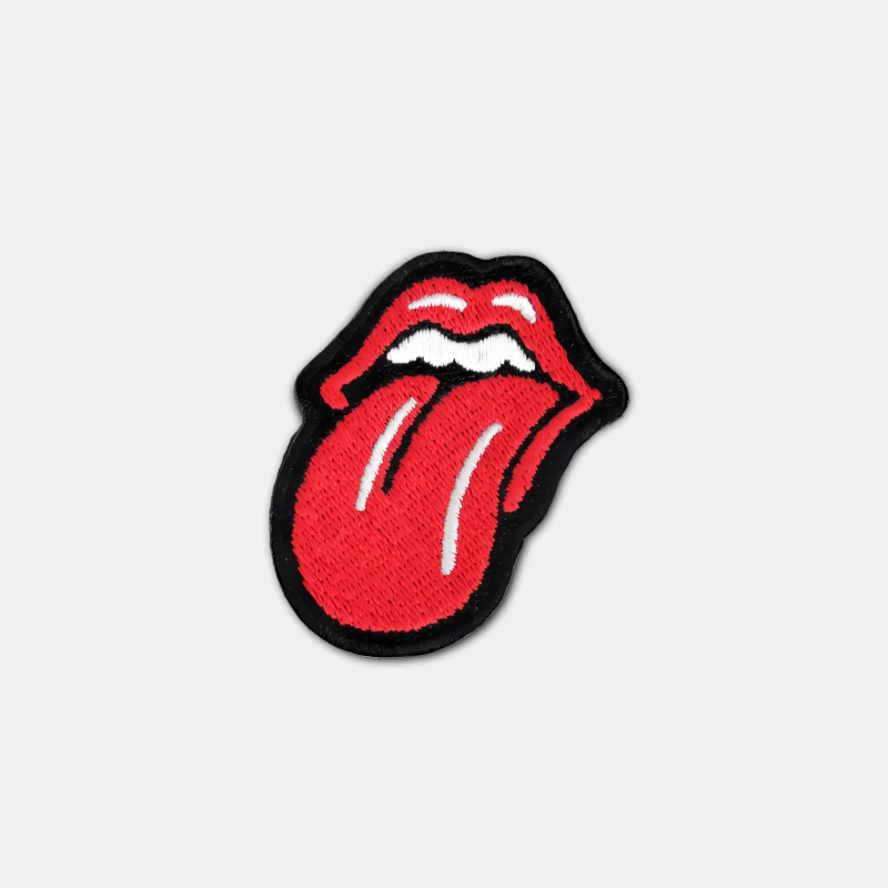 Iconic Red Lips and Tongue Embroidered Rock and Roll Patch Male Tank Top