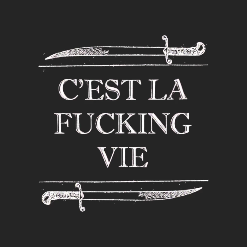 C_est La Fucking Vie - Vintage Graphic Tattoo Style Slogan Female Pullover Sweatshirt