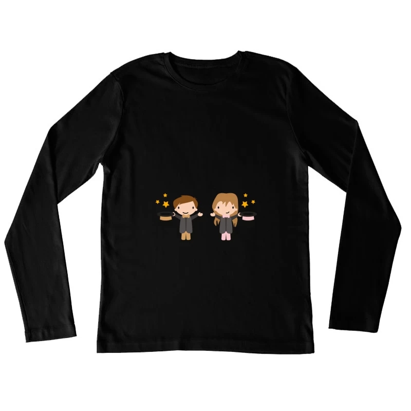 Deux magiciens avec chapeaux magiques Femme Manches Longues T-Shirt
