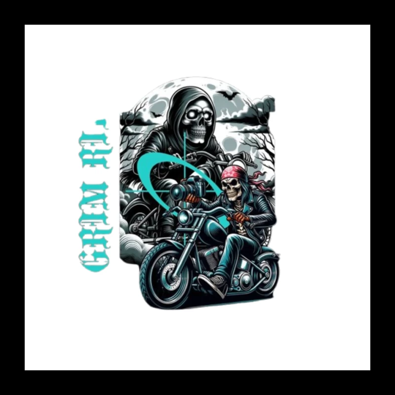 Gothic Grim Reaper Motorcycle Ride Under Moonlight Pin