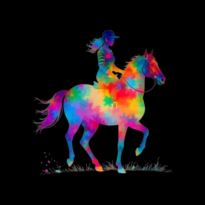 Colorful Horse Rider Mouse Pad