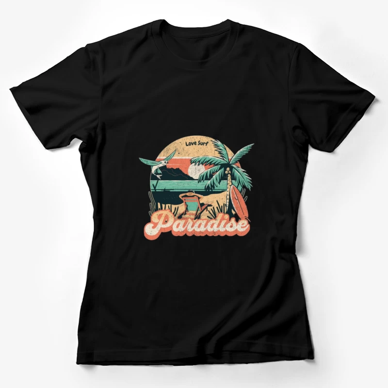Paradies Surfstrand Illustration Damen T-Shirt
