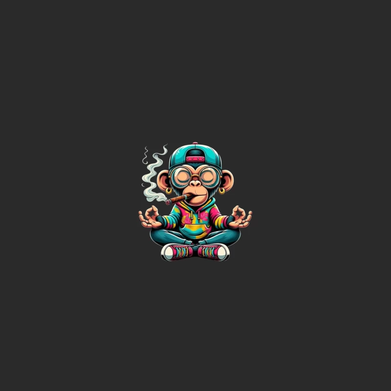 Cartoon Monkey Meditating with Style Baseball Cap