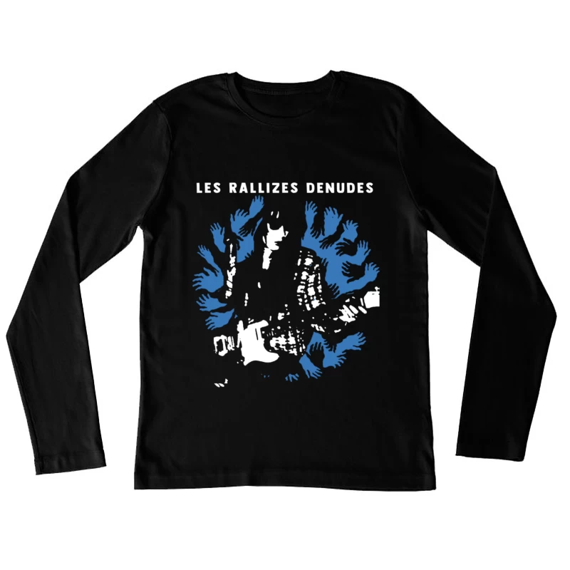 Abstract Blue Hands Map Artwork by Les Rallizes Denudes Female Long Sleeve T-Shirt