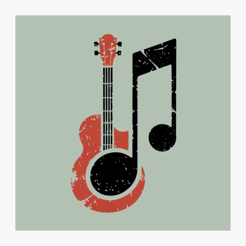 Minimalist Guitar and Music Note Graphic Design Pin