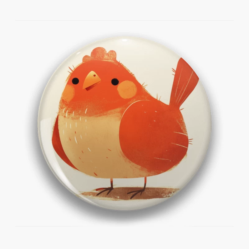 Cute Red Robin Bird Illustration Pin