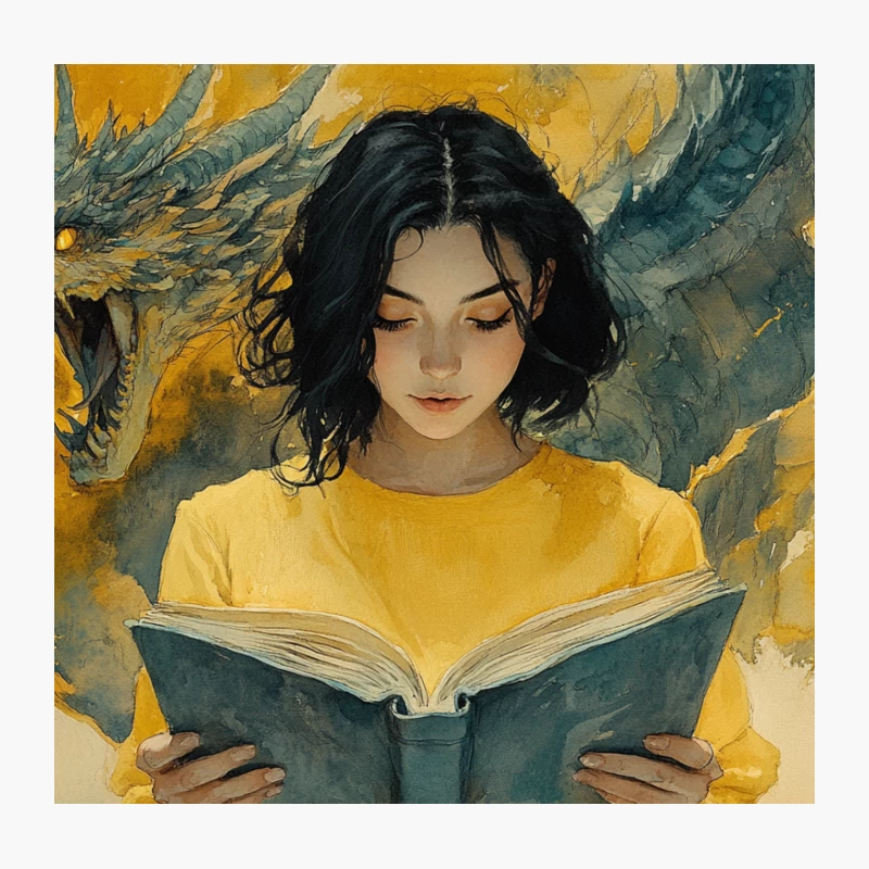 Magical Reading: Dragon's Tale Comes to Life Throw Pillow