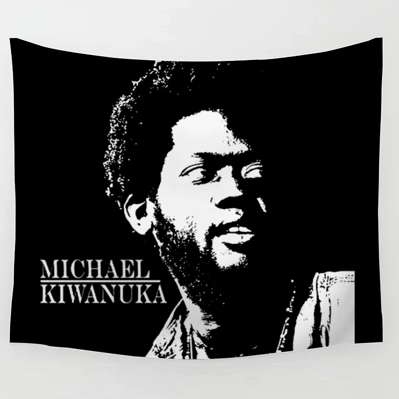 Black and White Line Art Portrait of Michael Kiwanuka Tapestry