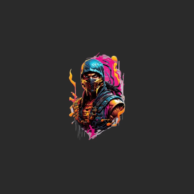Vibrant Digital Art of a Masked Character Baseball Cap