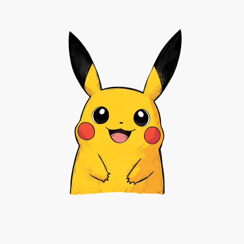 Smiling Pikachu: Iconic Yellow Pokemon Mascot Cotton Tote Bag