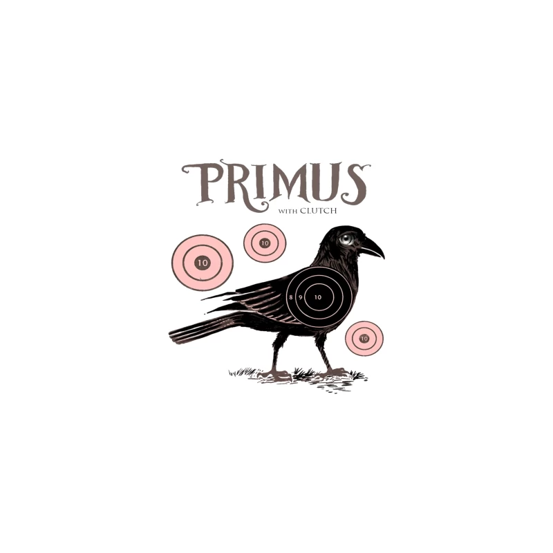 Vintage-Style Primus Concert Poster with Crow and Target Designs Travel Mug