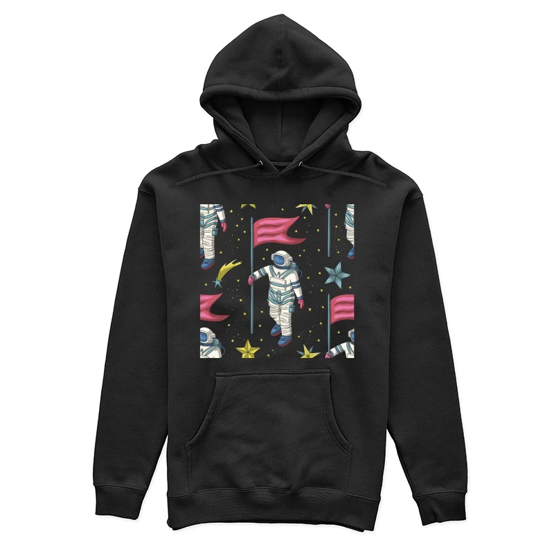 Astronauten mit Flaggen im Weltraum Damen Pullover Hoodie