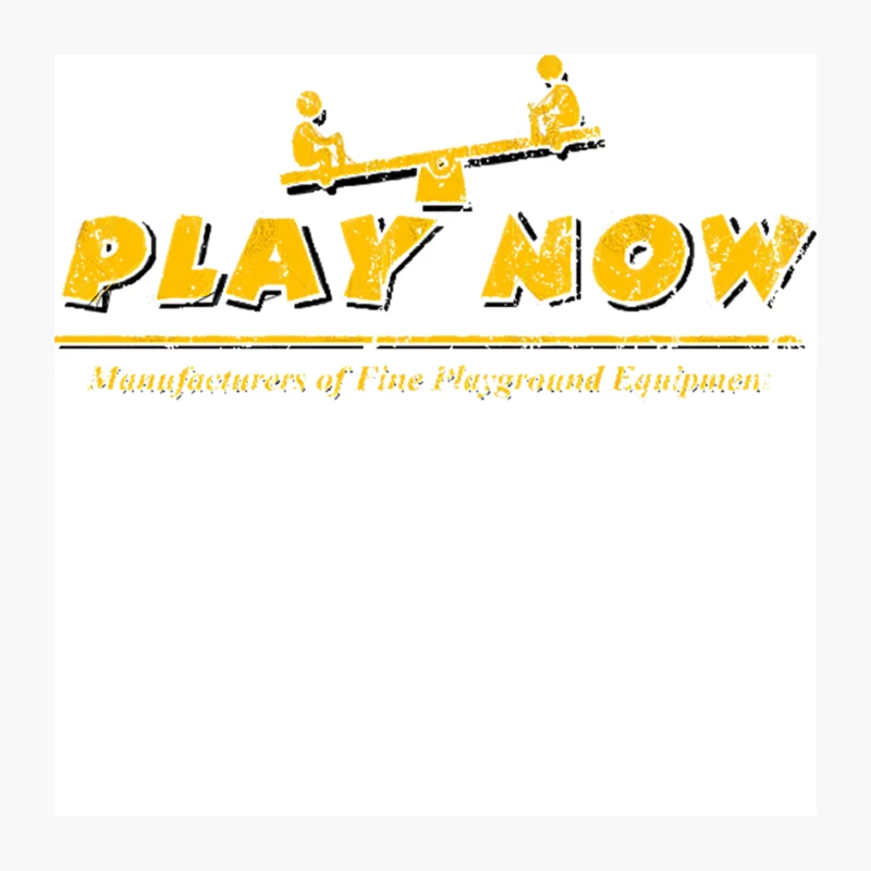 Vintage Play Now Logo with Children on Seesaw Pin