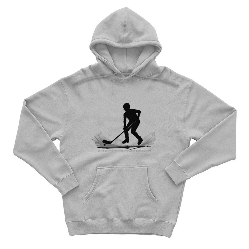 Dynamic Hockey Player Silhouette with Motivational Quote Male Pullover Hoodie