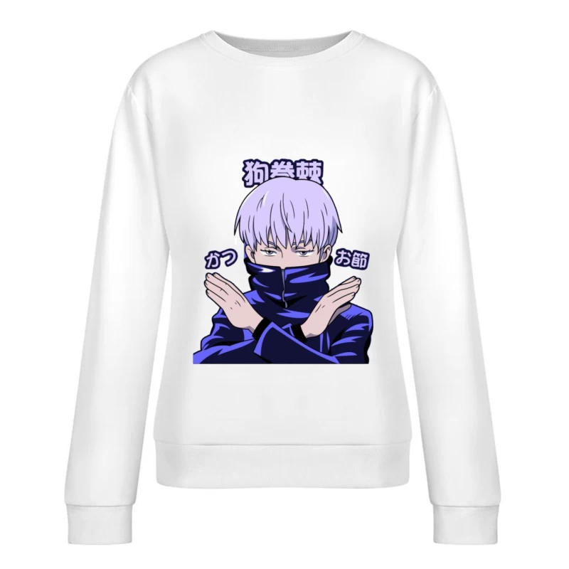 Anime Charakter mit lila Haaren und blauer Kleidung Damen Pullover Sweatshirt
