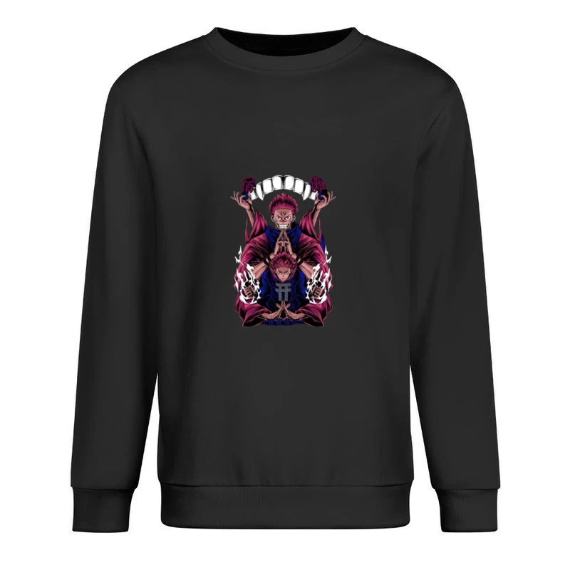Doppeltes Dämonen-Design mit lodernden Händen Herren Pullover Sweatshirt