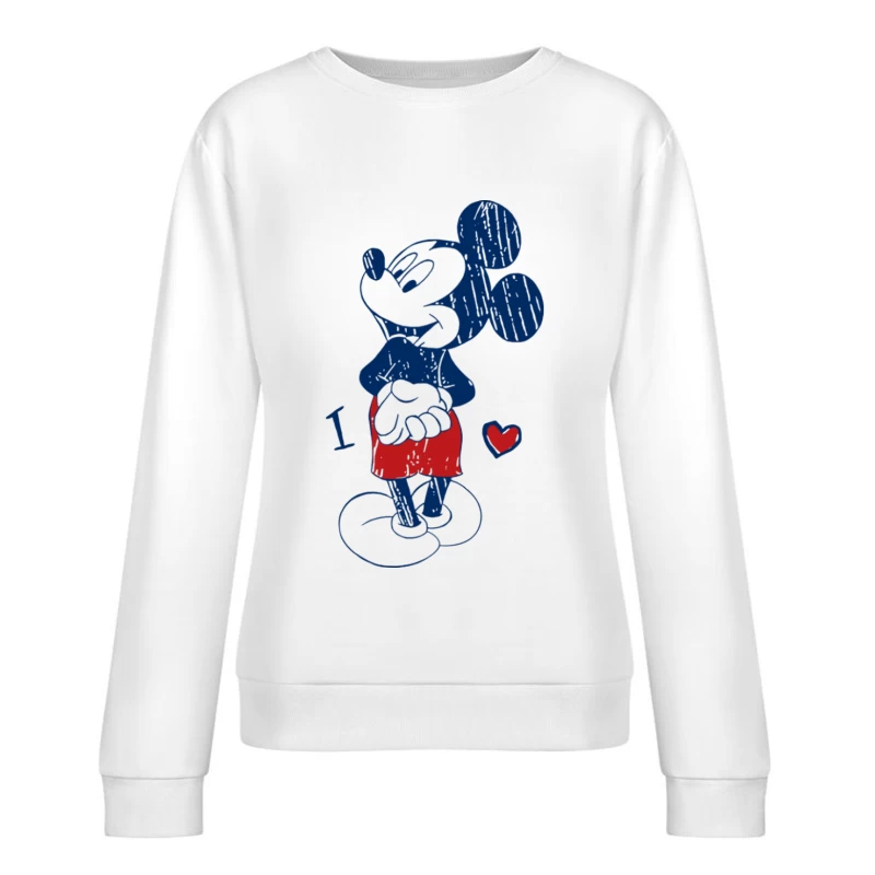 Skizzenhafter Cartoon-Charakter mit Herz Damen Pullover Sweatshirt