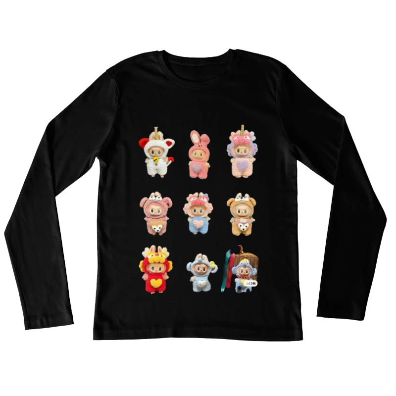 Niedliche Plüschfiguren in Tierkostümen Damen Langarm T-Shirt
