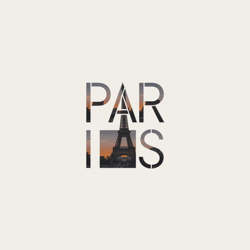 Iconic Paris Sunset: Eiffel Tower Silhouette in Typography Bucket Hat