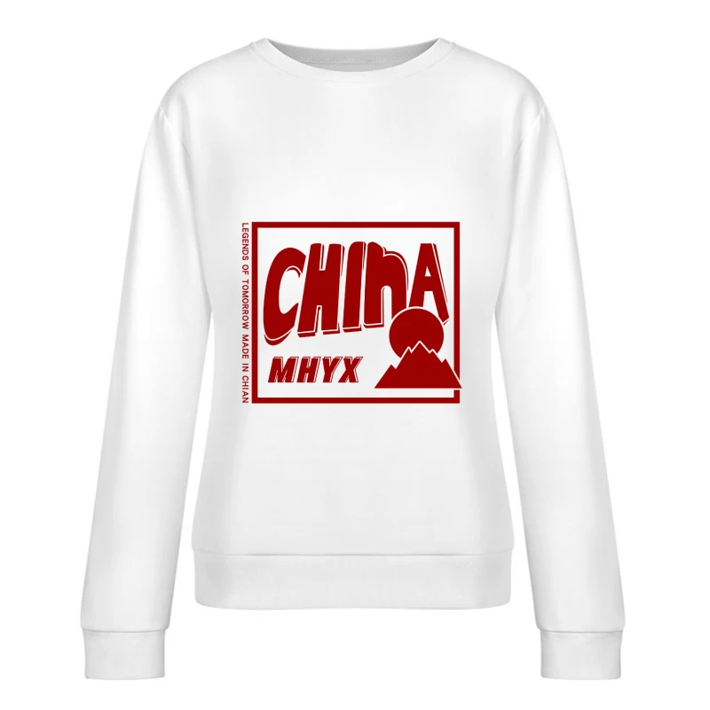 China Design mit Berge und Sonne Damen Pullover Sweatshirt