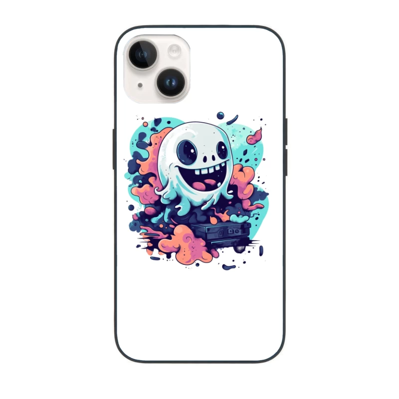 Playful Ghost with Colorful Swirls Gaming Art iPhone Case