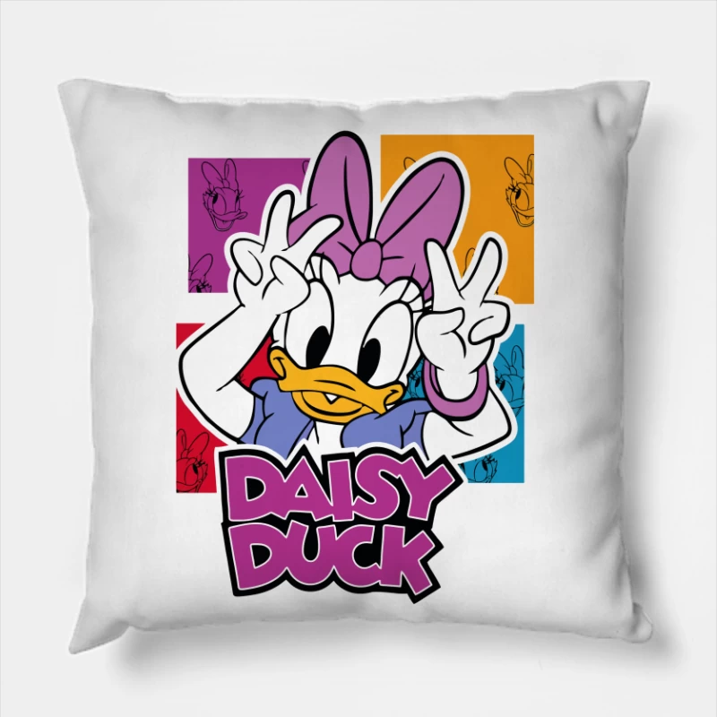 Retro Cartoon Duck – Playful & Nostalgic Design Throw Pillow