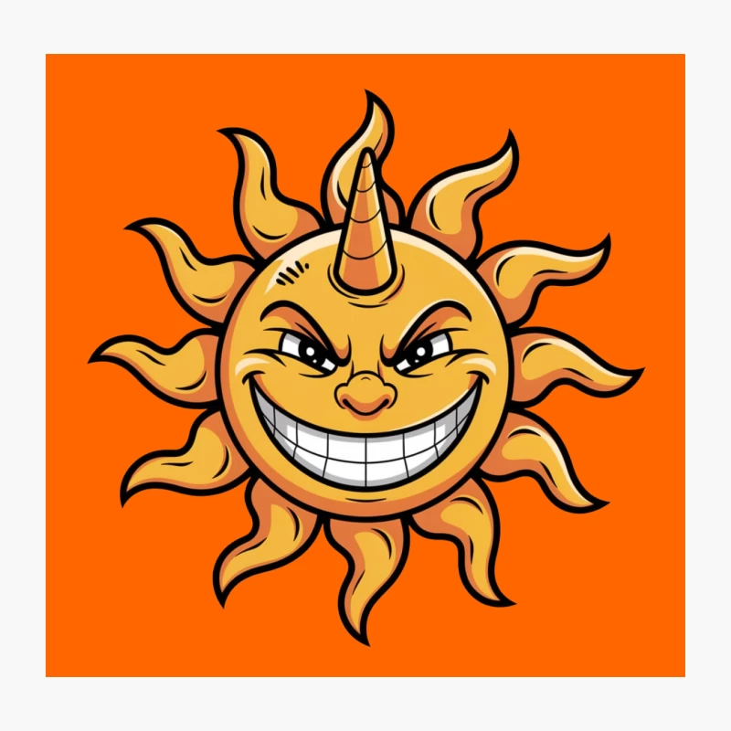 Mischievous Cartoon Sun with Evil Grin Throw Pillow