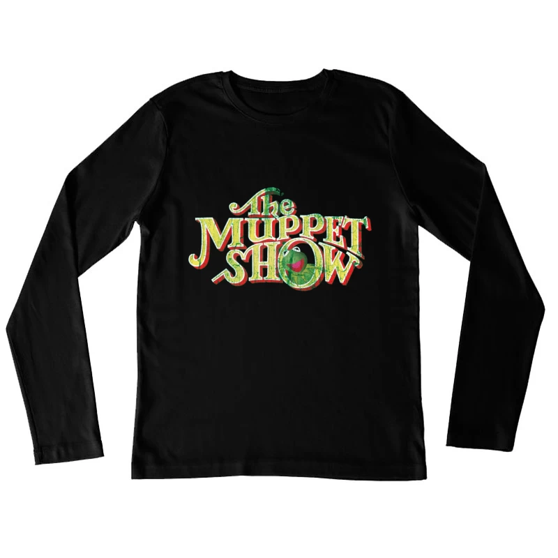 Vintage Logo Design of The Muppet Show with Green Frog Character Female Long Sleeve T-Shirt