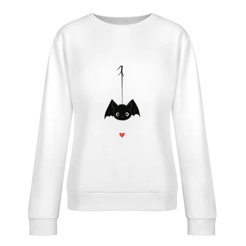 Adorable Cartoon Bat Hanging with Heart Female Pullover Sweatshirt
