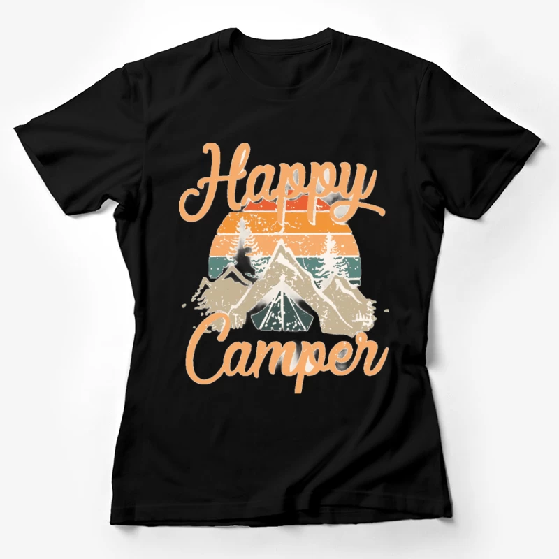 Glücklicher Camper Design mit Bergen und Sonnenuntergang Damen T-Shirt