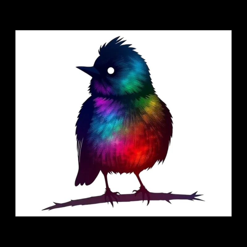 Rainbow Fantasy Bird Silhouette Art Tapestry