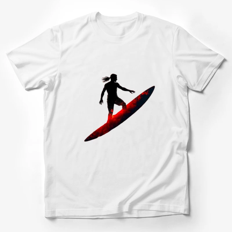 Dramatic Red Surfing Silhouette Art Male T-Shirt