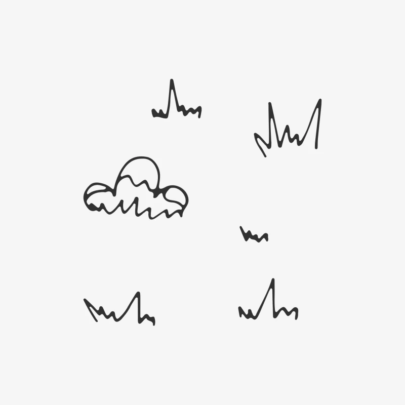 Nuage et Herbe Doodle Femme Manches Longues T-Shirt