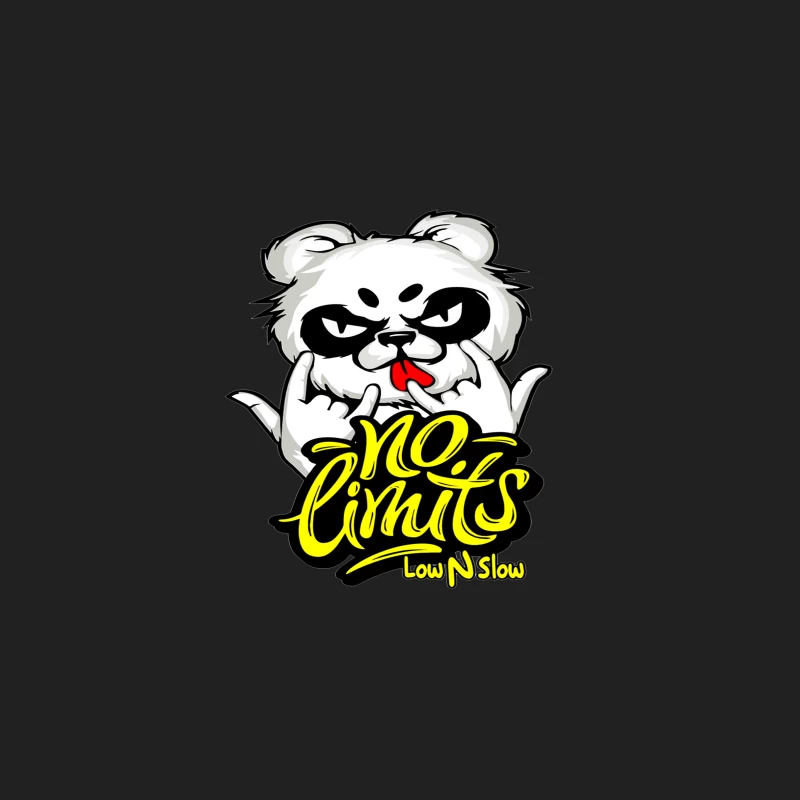 Playful Panda Logo with No Limits Theme Bucket Hat