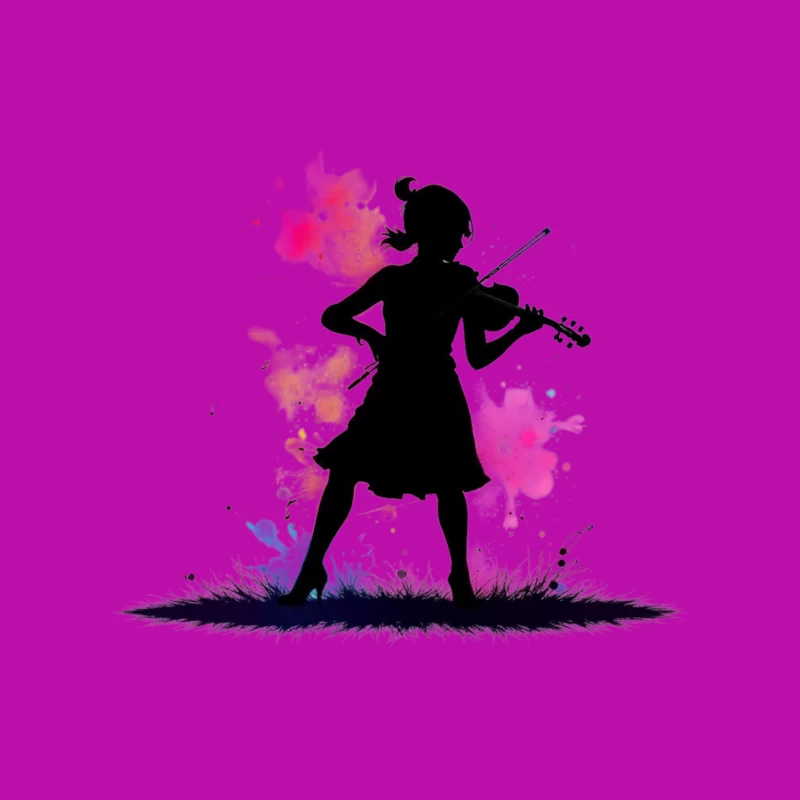 Colorful Silhouette of a Girl Playing Violin Mouse Pad