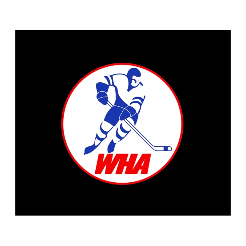 WHA Ice Hockey League Circular Logo with Player Silhouette Tapestry