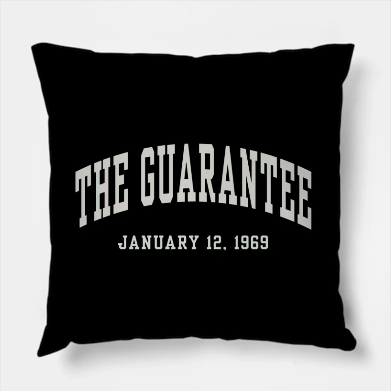 The Guarantee - Vintage Typography from January 12, 1969 Throw Pillow