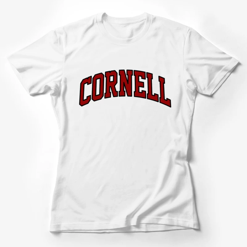 Cornell University Red Arched Text Logo Female T-Shirt