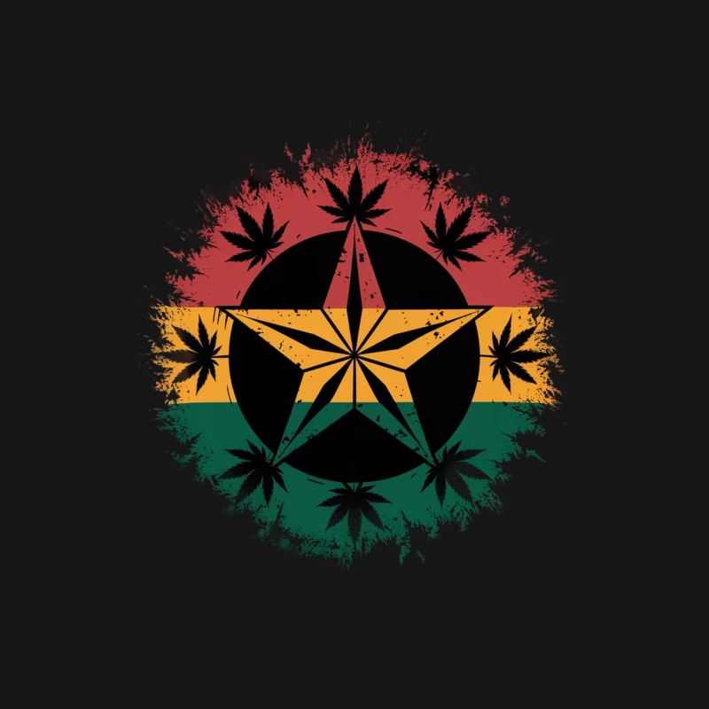 Rastafarian-Inspired Cannabis Symbol with Grunge Effect Male Long Sleeve T-Shirt