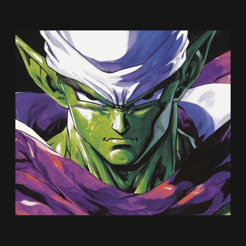 Intense Portrait of Piccolo: Dragon Ball's Iconic Green Alien Warrior Mouse Pad
