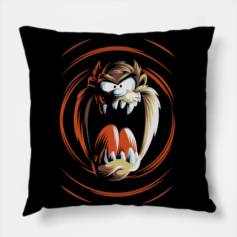 Angry Cartoon Character Illustration Throw Pillow